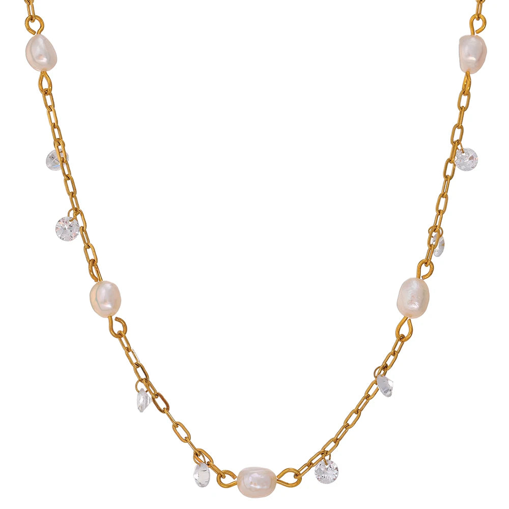 Venus Pearl and Zirconian Dainty Necklace