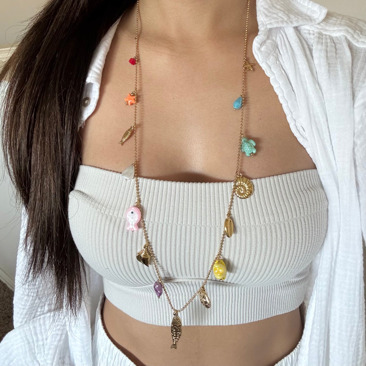Hazel Ceramic Pendant Long Necklace