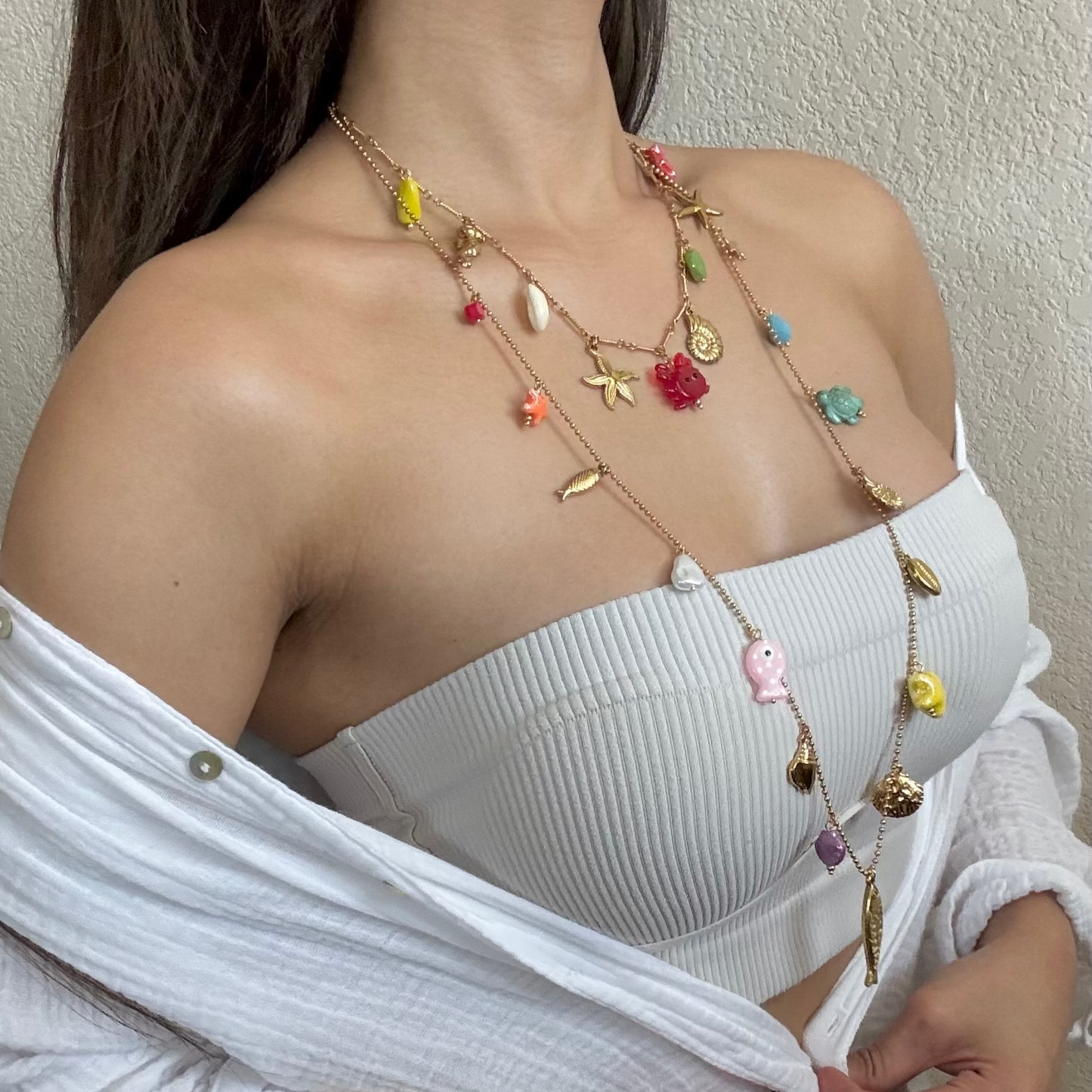 Hazel Ceramic Pendant Long Necklace