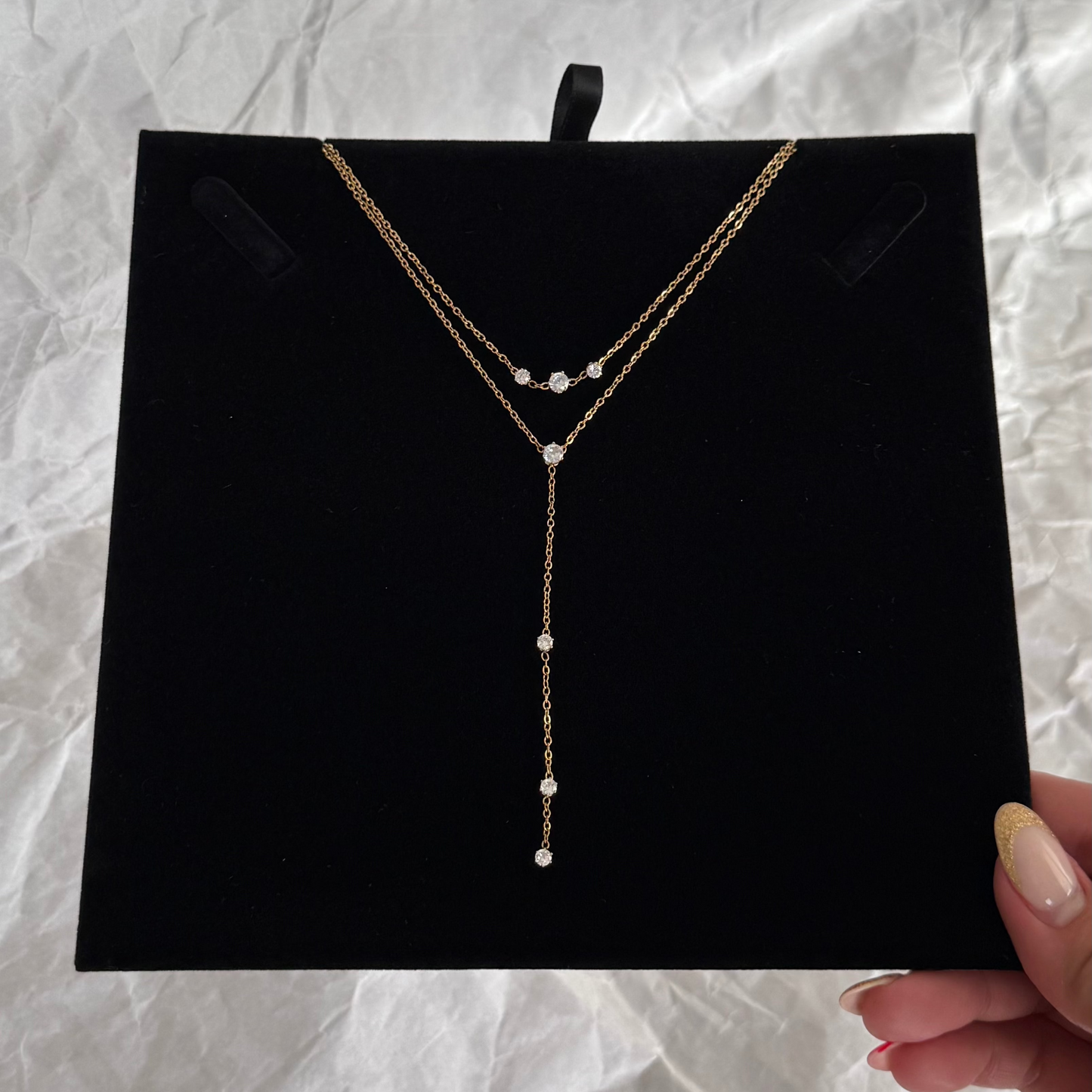 Devora Zirconia Drop Layered Necklace