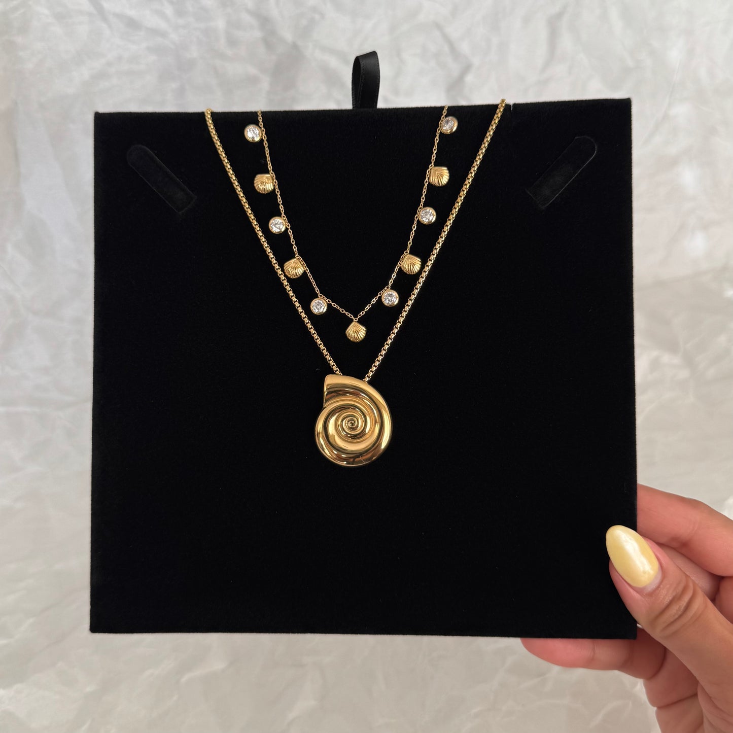 Annika Sea Shell Zirconia Chain Necklace