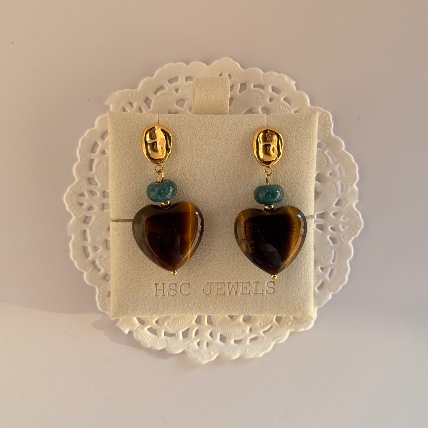 Karla Agate Heart Stone Earrings