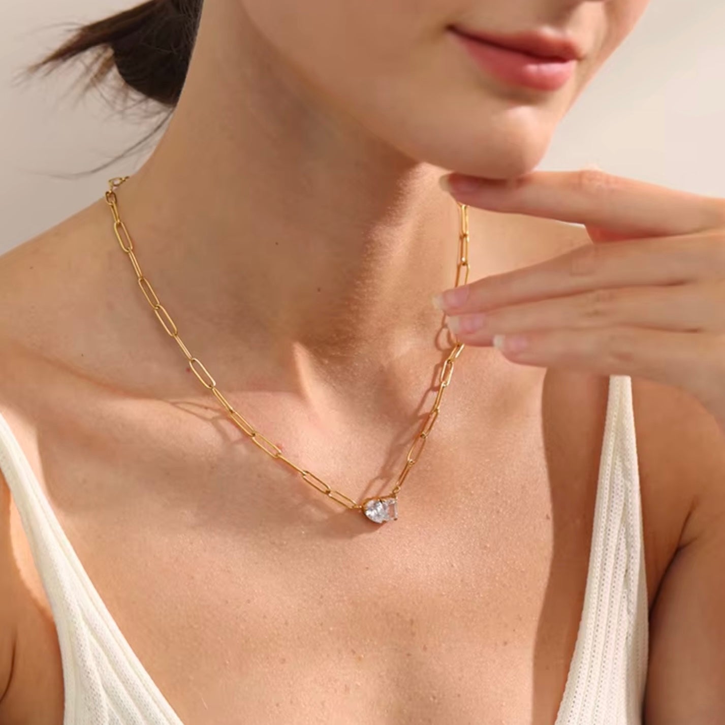 Ebony Zirconia Chain Necklace