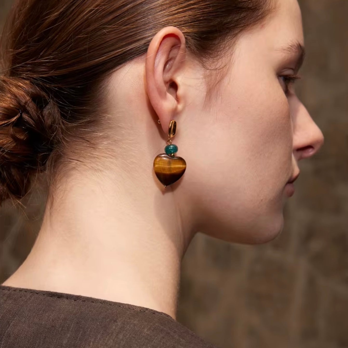 Karla Agate Heart Stone Earrings