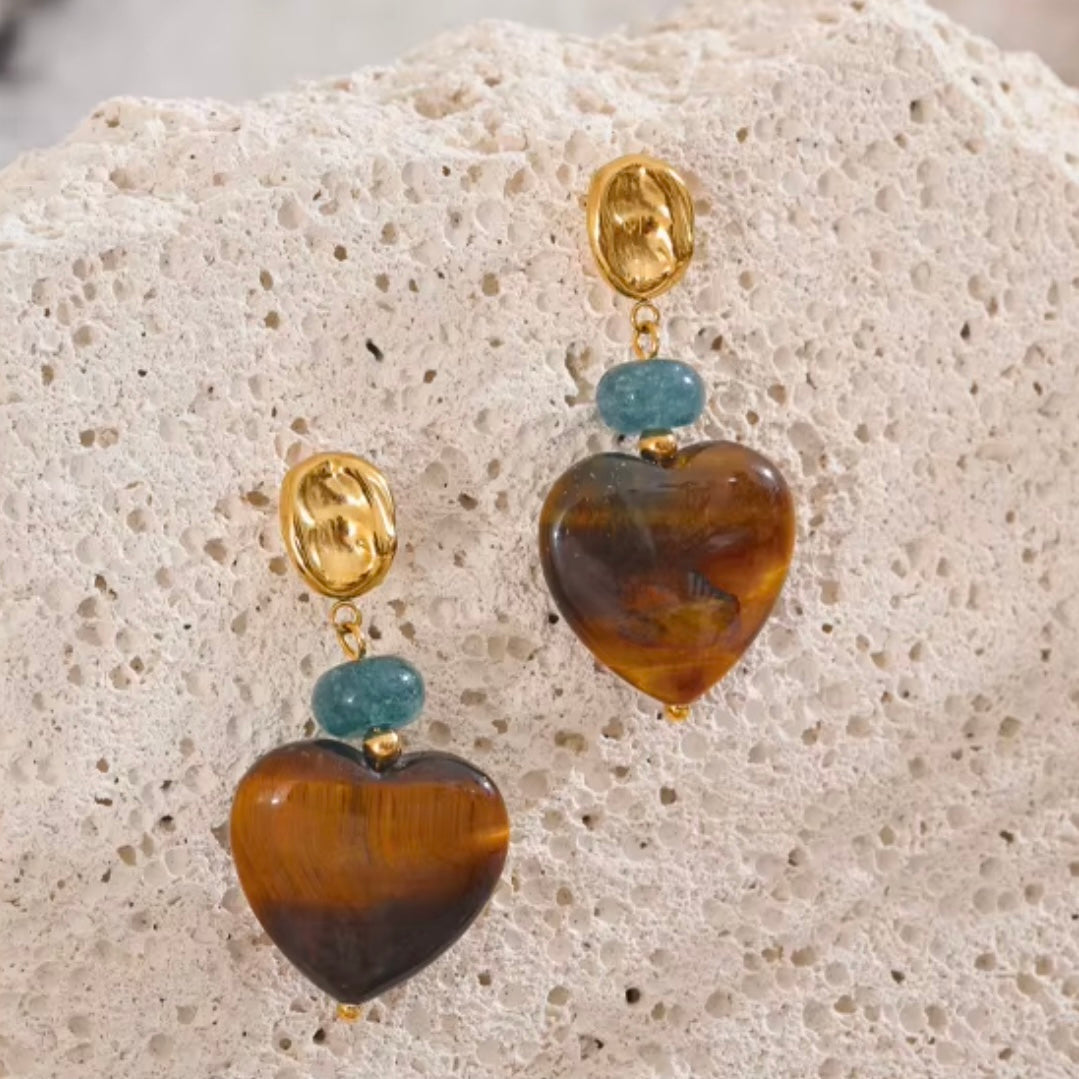 Karla Agate Heart Stone Earrings