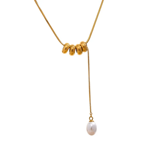 Dominique Round Beads Drop Pearl Necklace