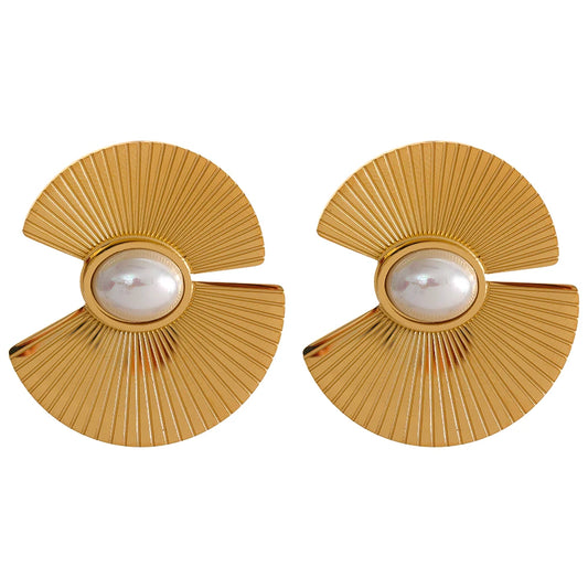 Nicole Charm Fan Pearl Earrings