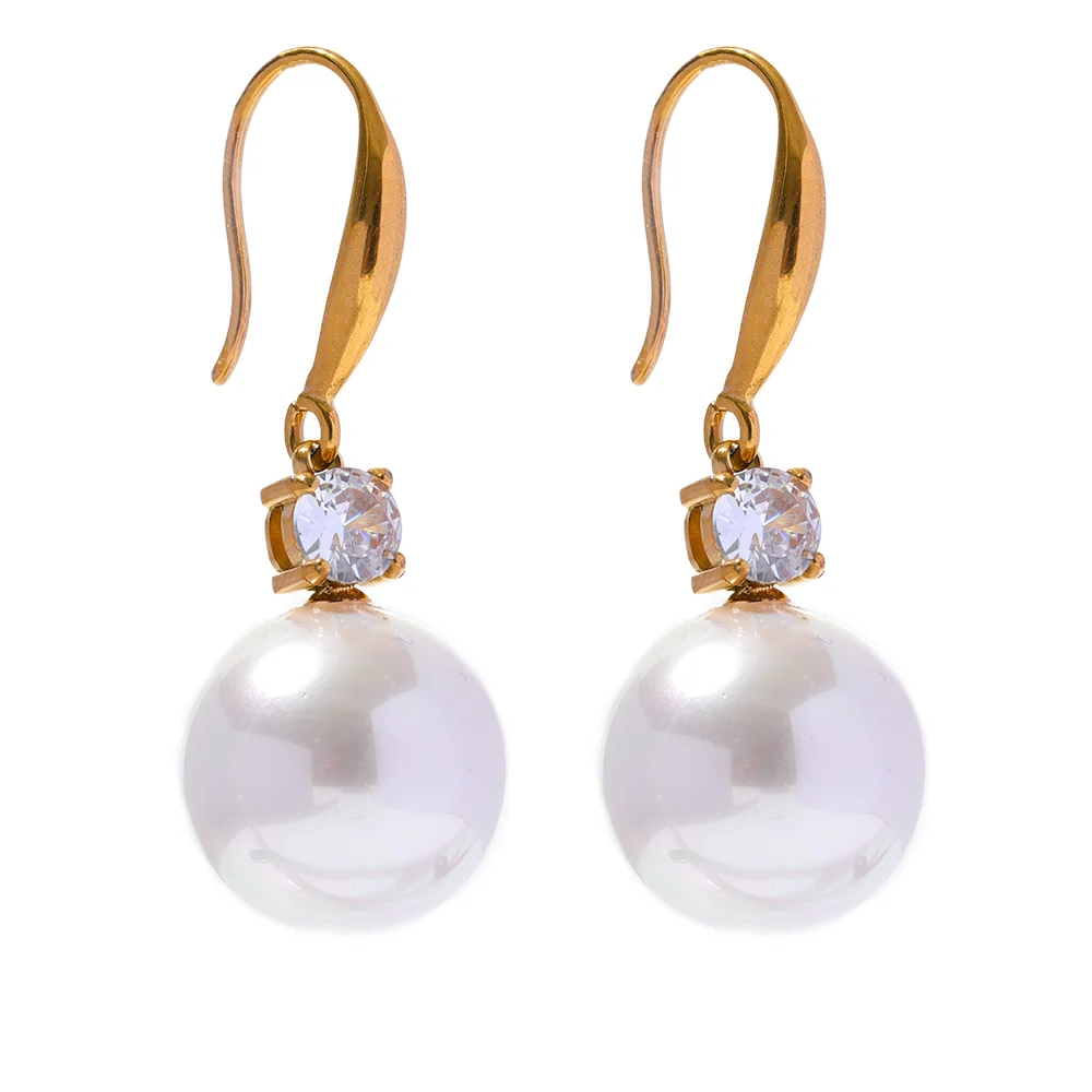 Nadia Round Pearls Drop Earrings