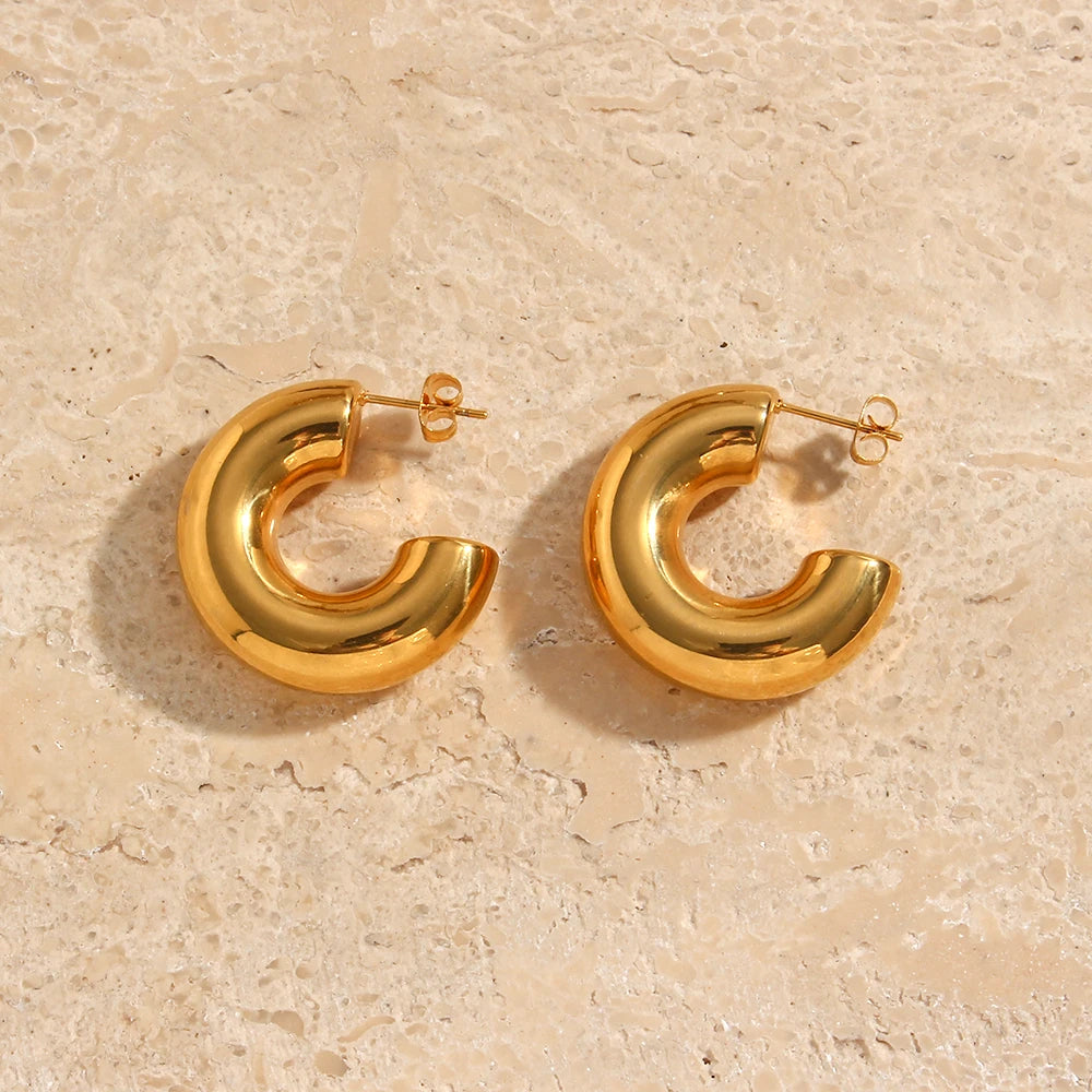 Serena Glossy Hoop Statement Earrings