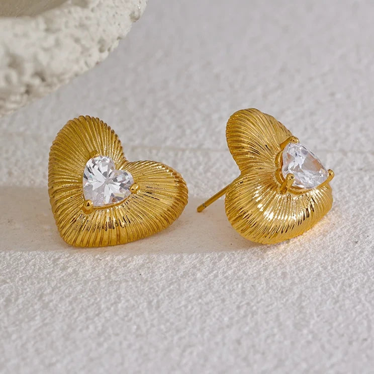 Amanza Heart Zirconia Earrings