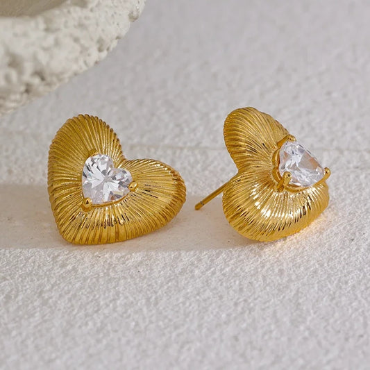 Amanza Heart Zirconia Earrings