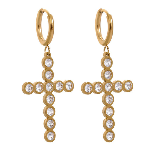 Deasia Zirconia Cross Drop Earrings
