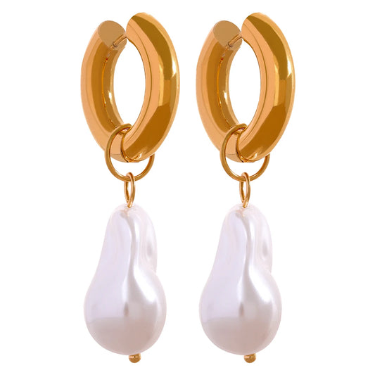 Louise Pearl Pendant Hoop Earrings