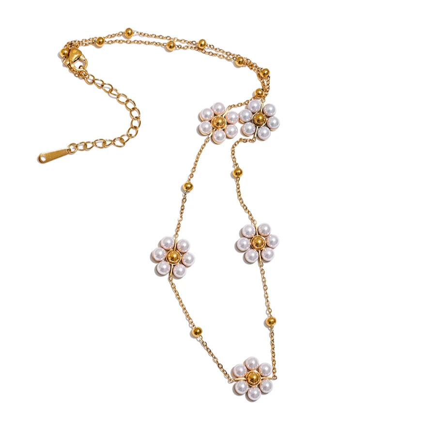 Alora Flower Pearl Necklace