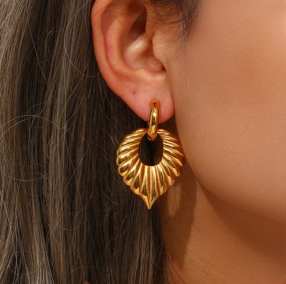Lynneé Leave Drop Hoop Earrings