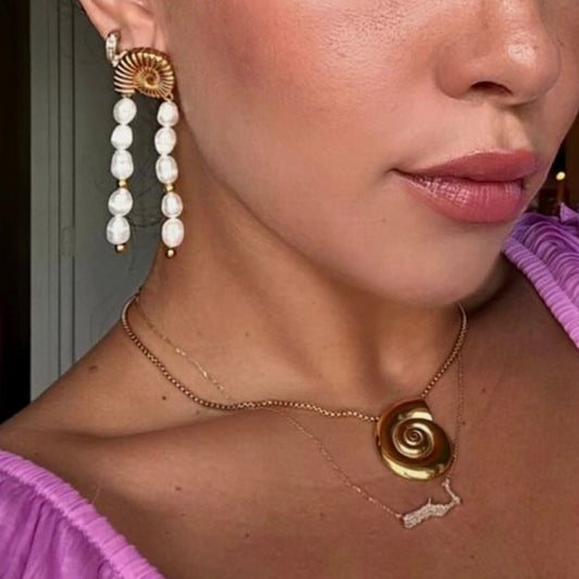 Lorelei Shell Pearls Drop Earrings