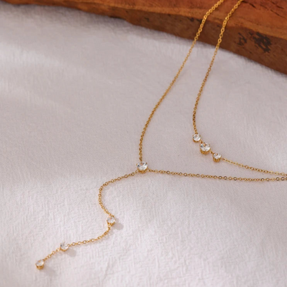 Devora Zirconia Drop Layered Necklace