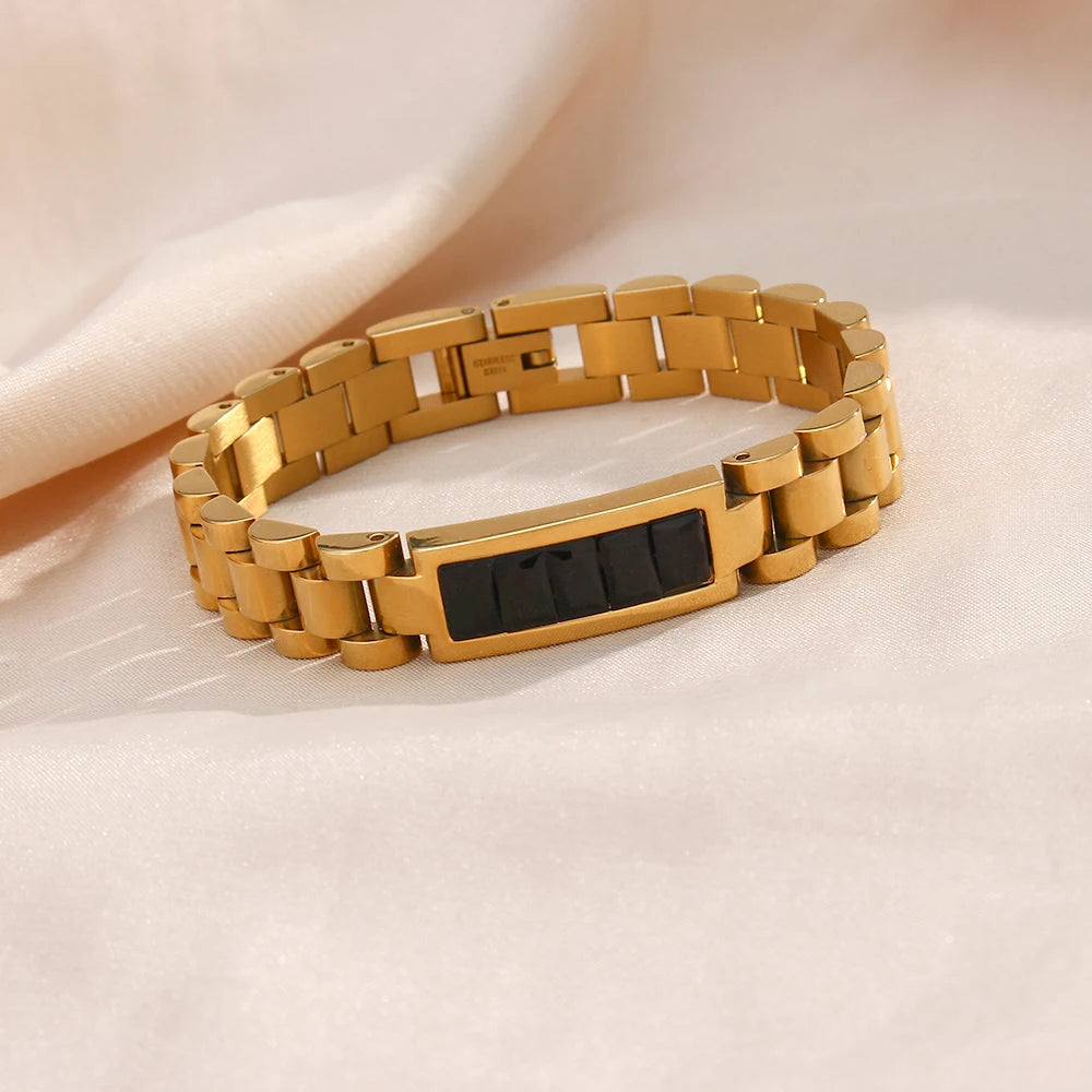 Chloe Cubic Black Zirconia Watchband Bracelet