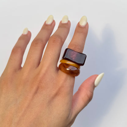 Autumn Retro Marble Rings
