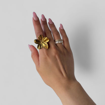 Ruby Vintage Flower Statement Ring