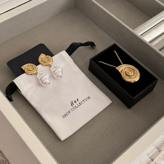 Luna Shell Earrings + Necklace