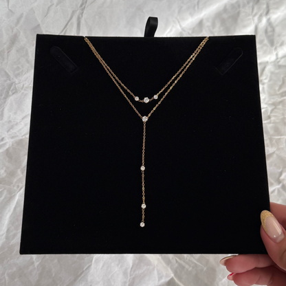 Devora Zirconia Drop Layered Necklace