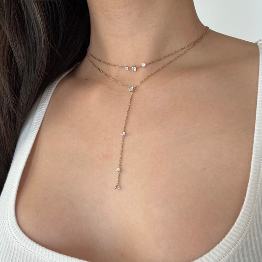 Devora Zirconia Drop Layered Necklace
