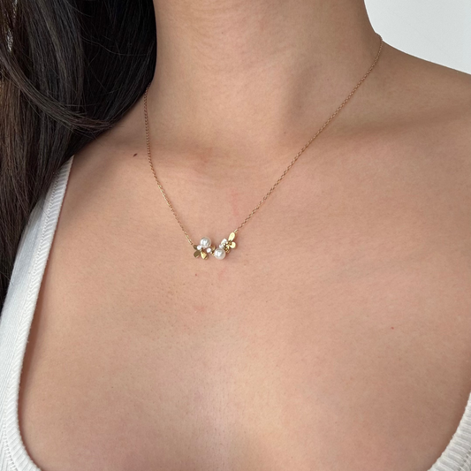 Charlotte Zircon Pearl Flower Necklace