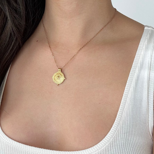 Hilda Ancient Sun Compass Coin Necklace