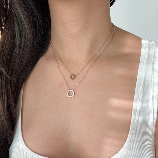 Emerald Round Hollow Layered Chain Necklace