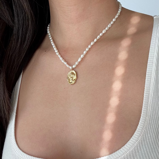 Cassady Pearl Portrait Pendant Necklace