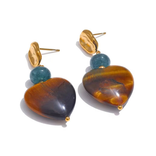 Karla Agate Heart Stone Earrings
