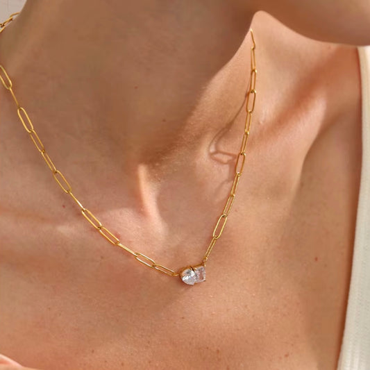Ebony Zirconia Chain Necklace