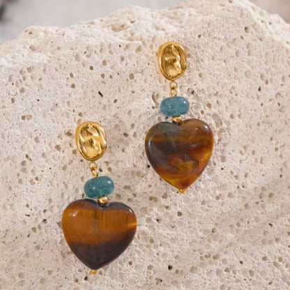 Karla Agate Heart Stone Earrings