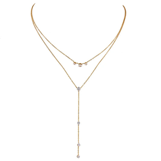 Devora Zirconia Drop Layered Necklace