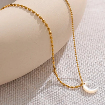 Shiella White Moon Pendant Necklace