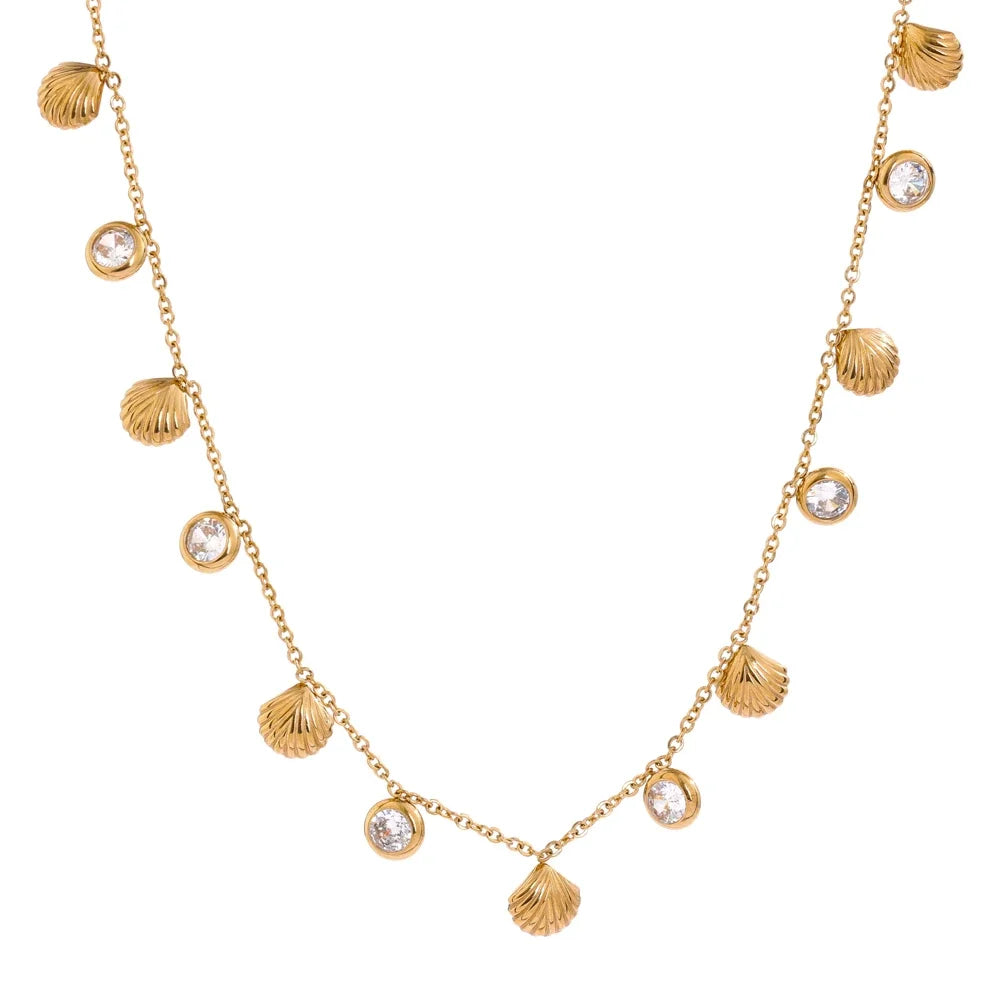 Zaria Sea Shell Zirconia Chain Necklace