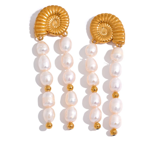 Lorelei Shell Pearls Drop Earrings