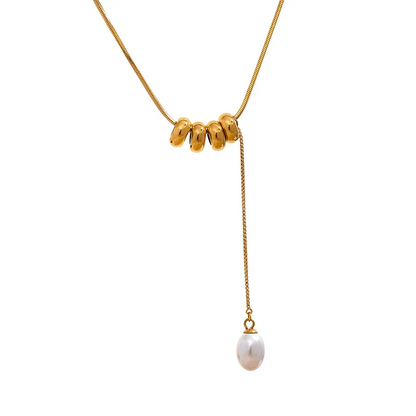 Dominique Round Beads Drop Pearl Necklace