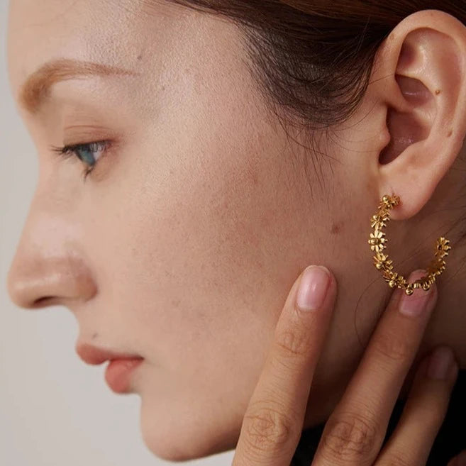 Heather Flower Hoop Earrings