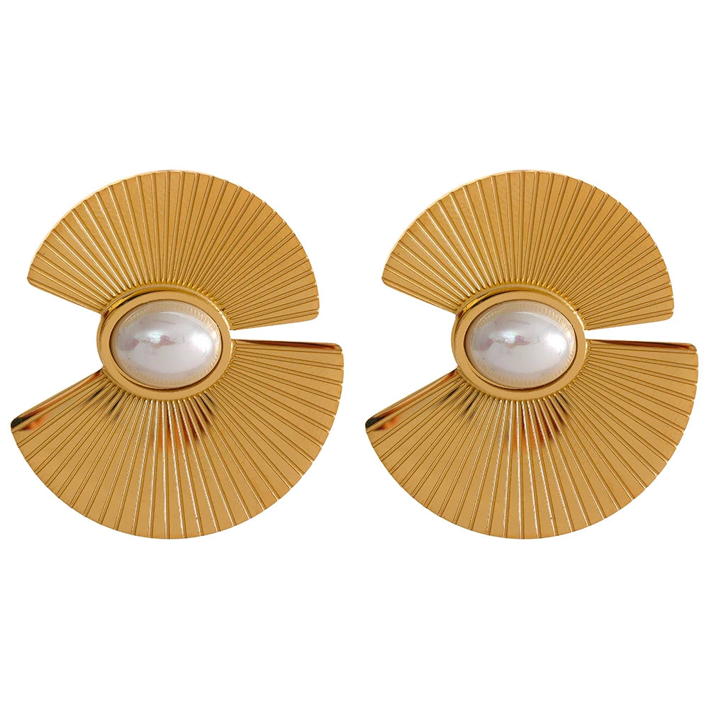 Nicole Charm Fan Pearl Earrings