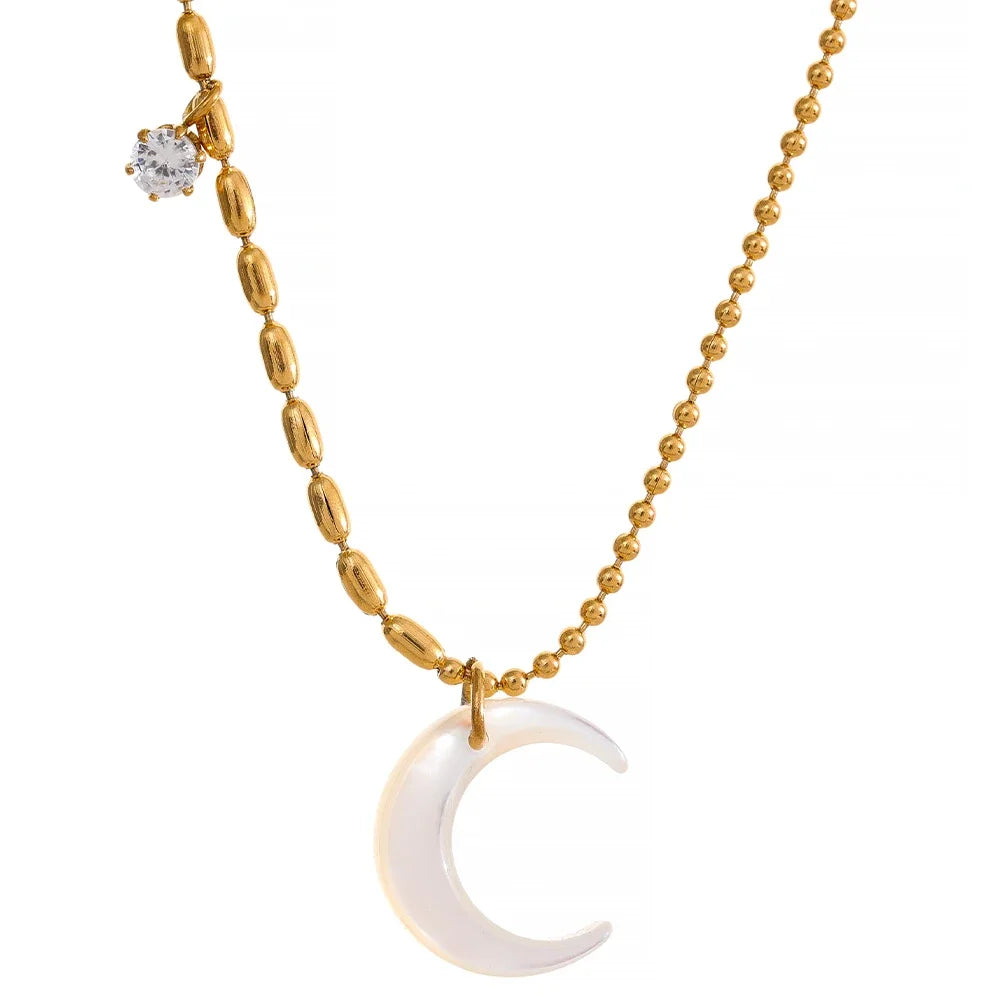 Shiella White Moon Pendant Necklace