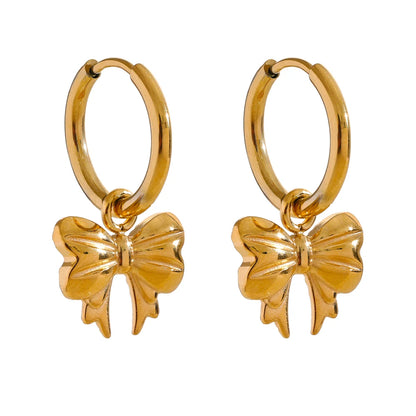 Livvy Bow Tie Drop Hoop Earrings