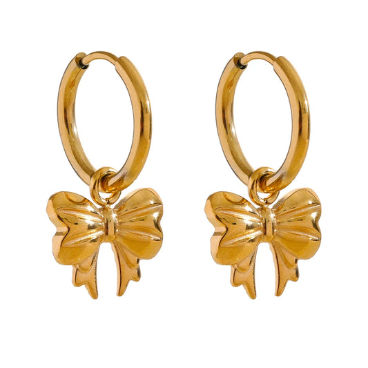 Livvy Bow Tie Drop Hoop Earrings