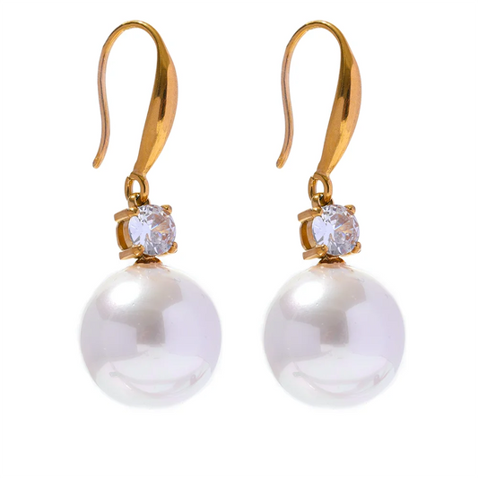 Nadia Round  Pearls Drop Earrings