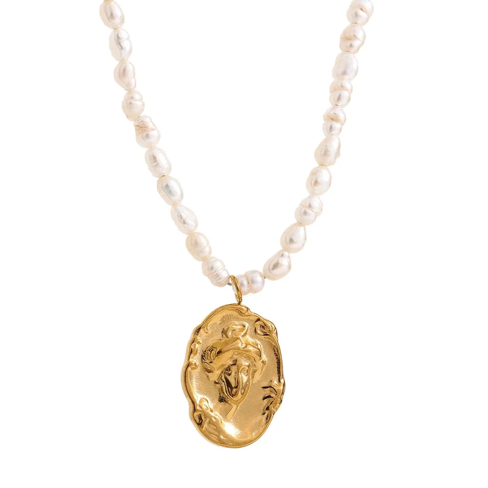 Cassady Pearl Portrait Pendant Necklace