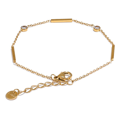 Iris Zircon Thin Chain Bracelet