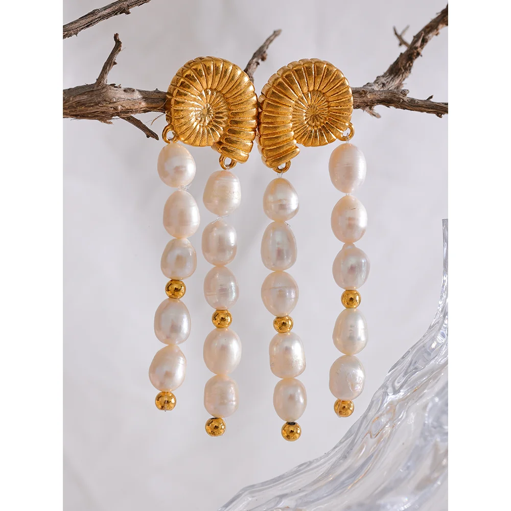 Lorelei Shell Pearls Drop Earrings