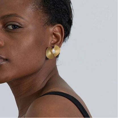 Nicole Charm Fan Pearl Earrings