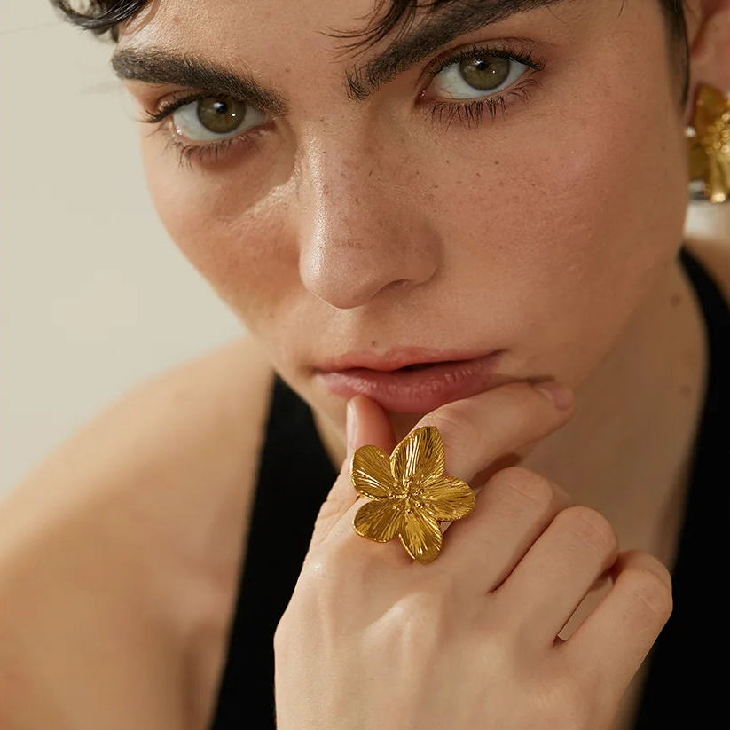 Ruby Vintage Flower Statement Ring